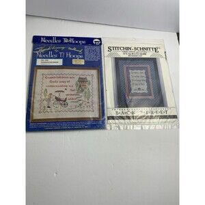 Lot of 2 Needlework Kits Cross Stitch Embroidery Samplers Home/ Grandchildren